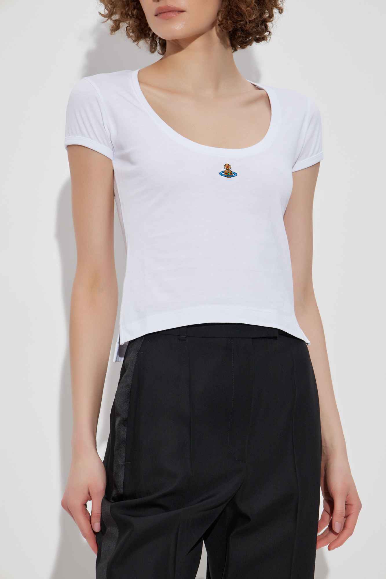 White Cropped t-shirt with logo Vivienne Westwood - Vitkac